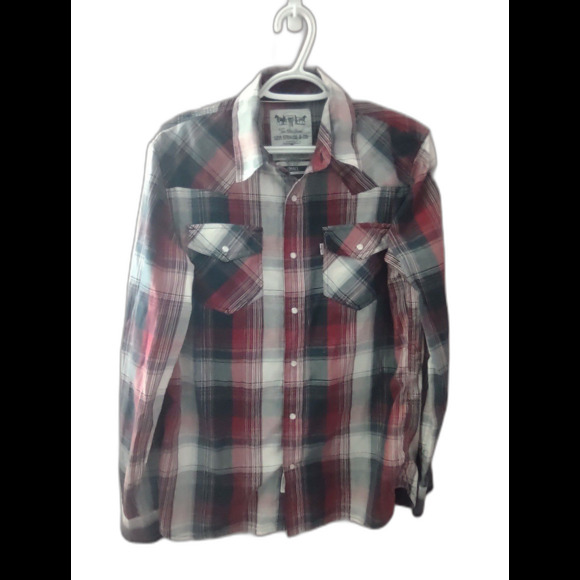 Levi Strauss Men’s Small Long Sleeve Plaid Button Up Pearl Snap Western Shirt - Picture 1 of 11